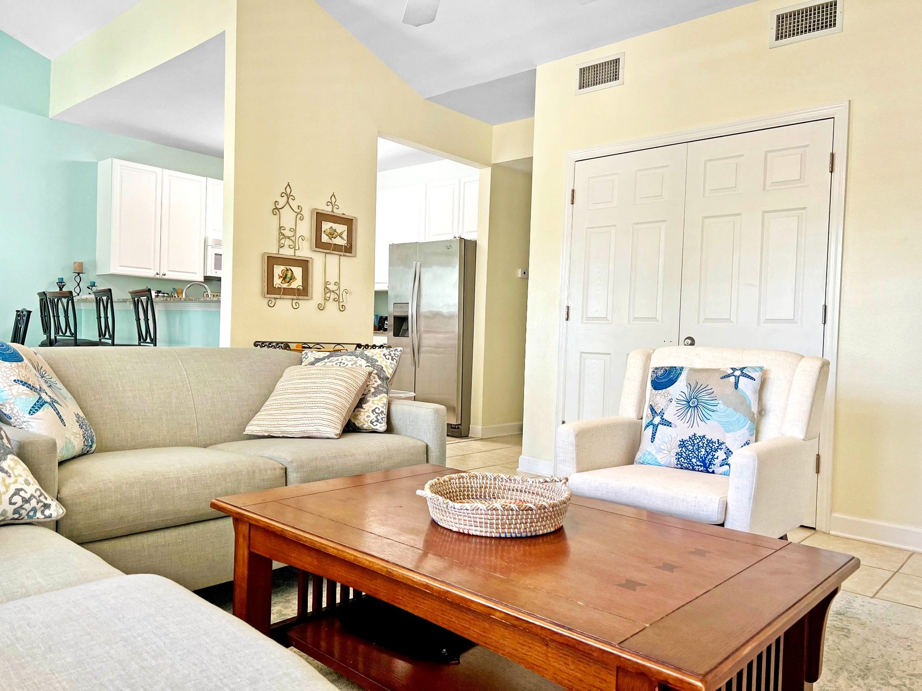 Bright living room at Gulf Shores Getaway